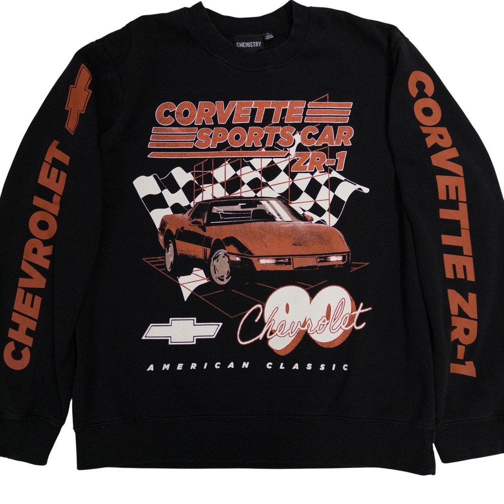Chemistry Chevrolet Corvette ZR-1 90 Sports Car Graphic Sweatshirt Black Large